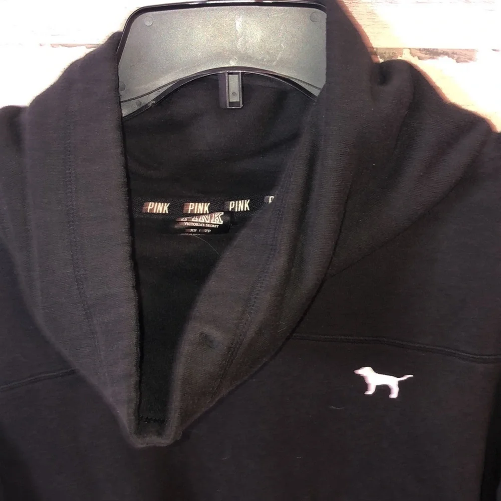 Victoria's Secret PINK cowl neck sweatshirt black/white XS PINK VS sweatshirt​​​ - Picture 3 of 6